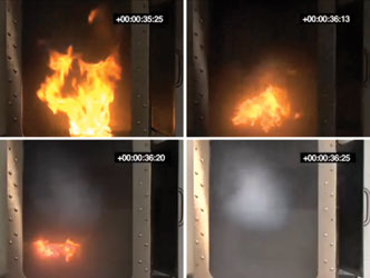 Stat-X 30T generator extinguishing a flammable liquid fire in one second